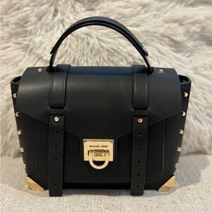 Michael Kors Black and Gold Structured Satchel